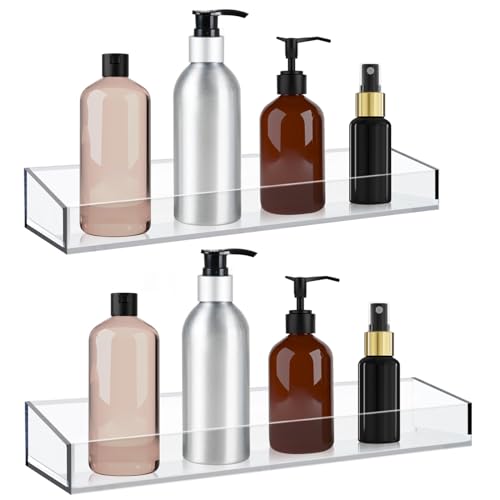 2 Pack Acrylic Bathroom Shelves, Clear Acrylic Sho... (2 Count | Clear | Acrylic)