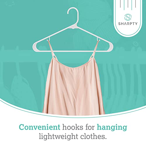 Plastic Clothes Hangers - Adult Plastic Hanger - Clothing Hangers - Standard Hangers for Clothes - Space Saving Hangers - Ideal for Shirt, Dresses, Coat Hangers (60-Pack, White)