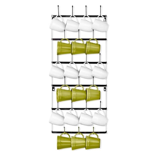 Sorbus Mug Rack for Wall - Small Rustic Coffee Mug Holder Wall Mount with 21 Hooks, Coffee Cup Display Rack, 6-Tier Metal Mug Organizer for Home, Kitchen & Bar, Coffee Station, Dining Room