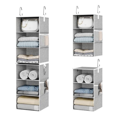 6-Shelf Closet Organizers, Two 3-Shelf Separable H... (6 Count | Grey | Fabric)