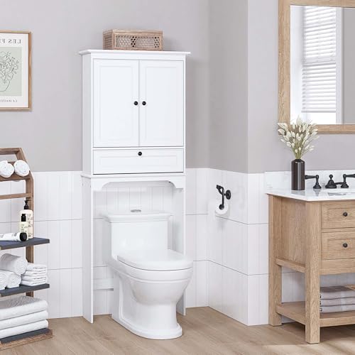 Bathroom Over the Toilet Storage Cabinet with Tilt... (White | Engineered Wood)