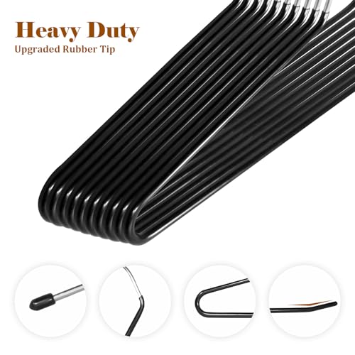 Open Ended Pants Hangers,30-Pack Clothes Hangers Space Saving, Non-Slip Black Metal Hangers, Space Saving Design for Jeans,Slacks,Scarf (Black)