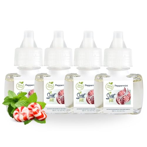 Scent Fill 100% Natural Peppermint Plug in Air Freshener, 4 Scented Oil Refills