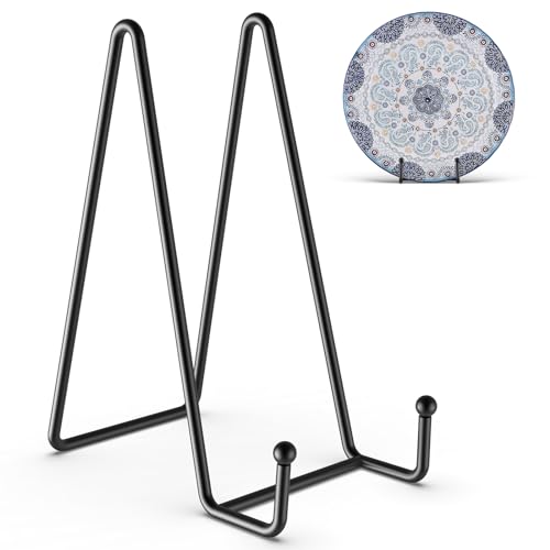 3 Pack 8 Inch Plate Stands for Display - Decorativ... (Black | Metal)