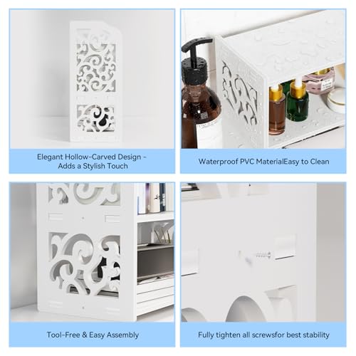 YGYQZ Adjustable Desktop Shelf Organizer, 3-Tier Expandable Desk Shelf, White Pattern
