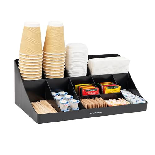 Cup and Condiment Station, Countertop Organizer, C... (Black | Plastic)