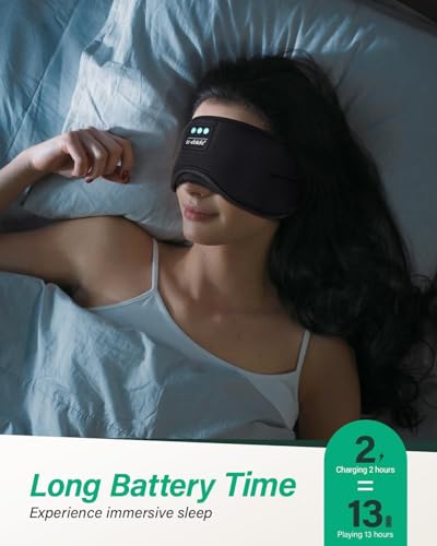 LC-dolida Sleep Headphones, White Noise Bluetooth Sleep Mask 3D Wireless Eye Mask Sleeping with Timing, Sleep Mask with Bluetooth Headphones for Side Sleepers Travel Yoga, Cool Gifts Men Women