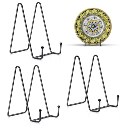 3 Pack 10 Inch Plate Stands for Display, Plate Hol... (black | Metal)