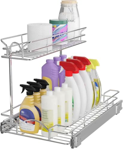Under Sink Cabinet Organizer Two Tier Pull Out She... (Chrome | Metal)