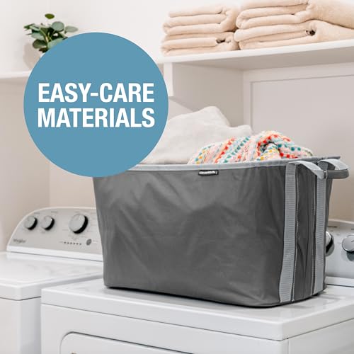 CleverMade Collapsible Laundry Basket, 60L, 2 Pack, Charcoal | Each basket supports 55 lb and stays upright while loading, then folds to 1.25 inches for closets, dorms, and RVs.