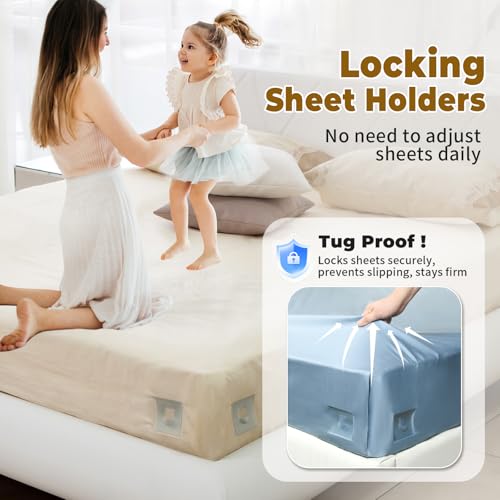 OEH Sheet Holders, Bed Sheet Holders for Corners, Fitted Sheet Holder Keep Sheets Firm & Tight, 4Pcs Heavy Duty Bed Sheet Clips, Bed Sheet Grippers, Universal Lock Sheets Holders for All Mattress