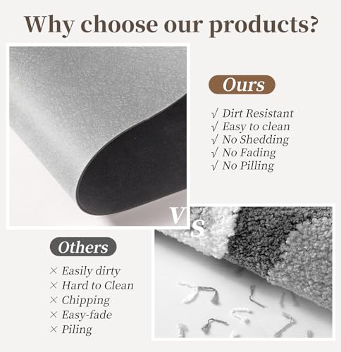 Long Bath Rugs 47x17-Diatomaceous Earth Stone Bath Mats for Bathroom,Grey | Quick Dry Absorbing Diatomite Bathroom Rugs Rubber Non Slip Thin Bathroom Mat Fit Under Door, Bath Mats for Bathroom Floors