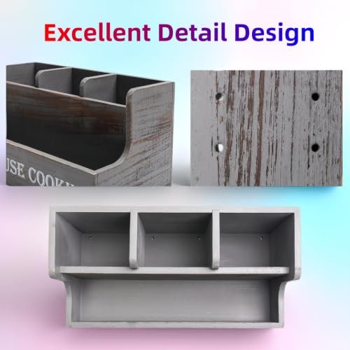 Kitchen Utensil Holder,Wooden Countertop Cooking T... (Light grey | Pine Wood)