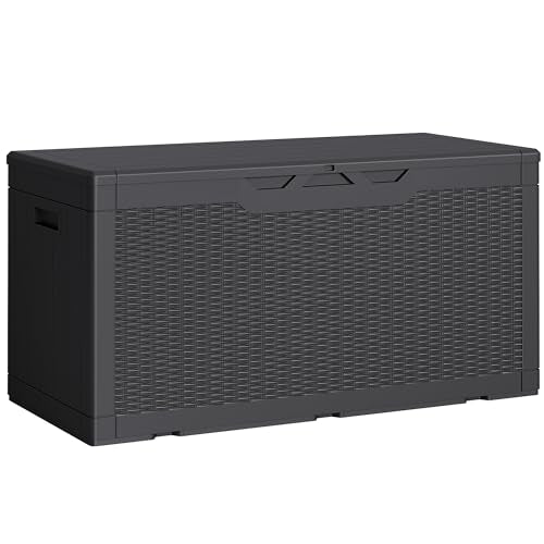 Outdoor Storage Box 100 Gallon Storage Bin with Li... (Black | Polypropylene)