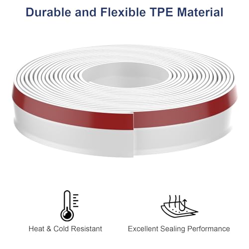 Garage Door Seal Top and Sides, 40 FT Garage Door Weather Stripping Side Seal, Universal Weatherproofing TPE Trim Seals Weather Strip White