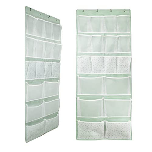 2 Pack-18 Pocekts Over the Door Shoes Organizer,Behind Door Hanging Storage Pocekt for Sock,Underwear,Hat,Handbag,Back of Door Hanging Shelf for Bedroom,Bathroom,Entryway,Storeroom,Pantry,Dorm,Nursery