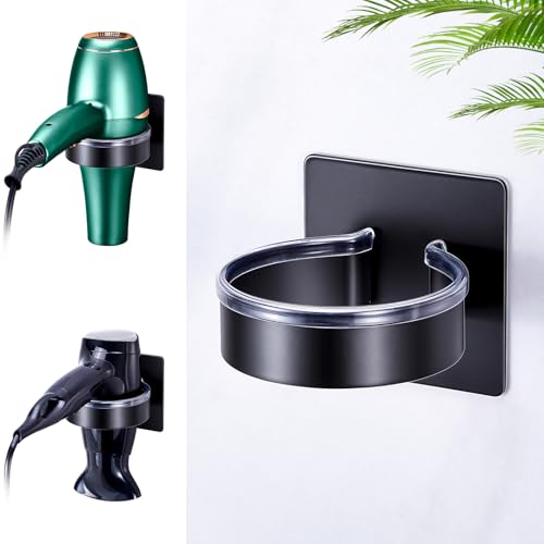 Blow Dryer Holder Wall Mounted, hairdryer holder f... (Black | Stainless Steel)