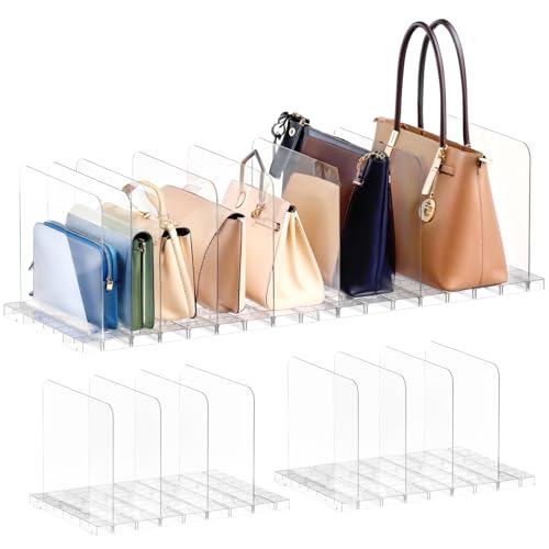 Purse Organizer for Closet, Stackable Handbag Stor... (Clear | Plastic)