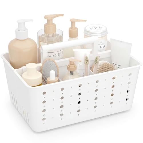 Shower Caddy Portable, Caddy Organizer with Handle... (White | Plastic)