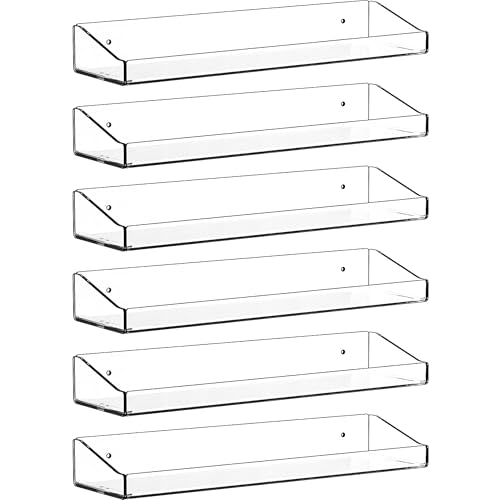 Clear Acrylic Shelves for Wall with Adhesive,6 PCS... (Clear | Acrylic)