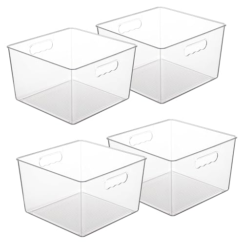 4 Pack Extra Large Clear Storage Bins, 11x11 Cube... (clear | Plastic)