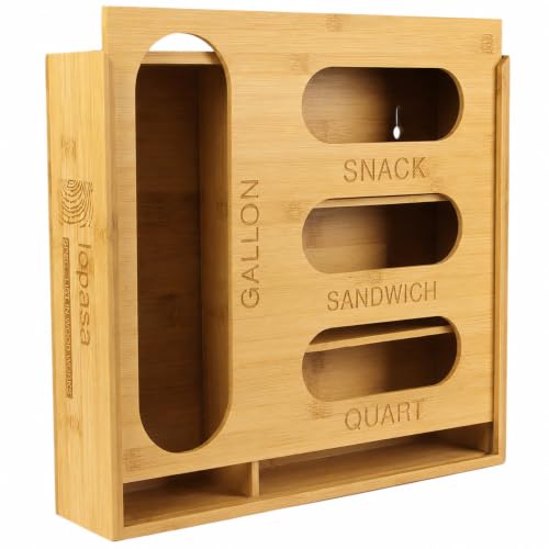 Baggie Organizer for Drawer Compatible with Ziploc... (Bamboo | Bamboo)