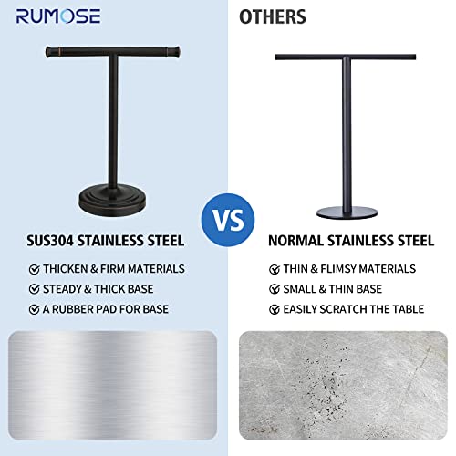 RUMOSE Oil Rubbed Bronze Hand Towel Holder Stand Countertop Towel Rack | 13 Inch Bathroom Kitchen Vanity T-Shape Towel Stand Free Standing Stainless Steel Towel Bar Towel Ring