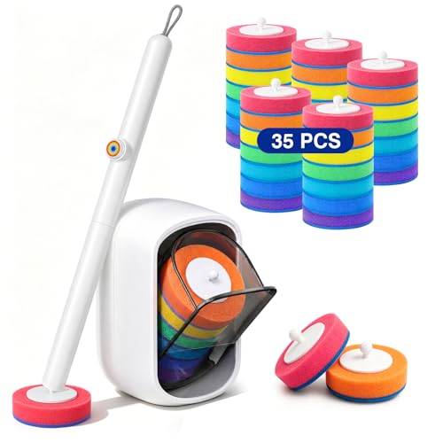 Disposable Toilet Brush, Toilet Cleaning Brush 7 C... (35 Count | Seven Colors | Plastic)