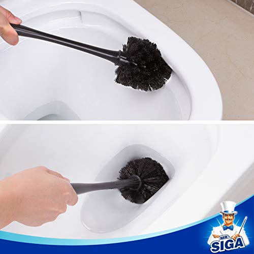 MR.SIGA Toilet Plunger and Bowl Brush Combo for Bathroom Cleaning, Black | Heavy duty toilet brush and plunger set, toilet bowl brush and plunger with holder