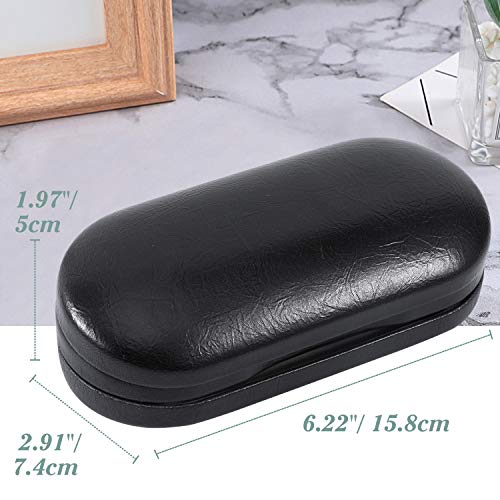 MoKo Double Eyeglass Case,Glasses and contact case 2 in 1 with Mirror | Double Sided Portable Contact Case and Mirror Tweezers Remover,Sunglasses case Container Soak Storage Kit for Women, Black