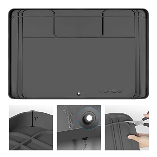Under Sink Mats for Kitchen Waterproof 34"x22",Gre... (Gray | Silicone Rubber)