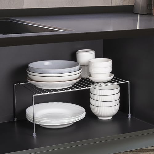 Kitchen Cupboard Shelf Wire Rack - 4 Pack Cabinet... (Silver | Metal)