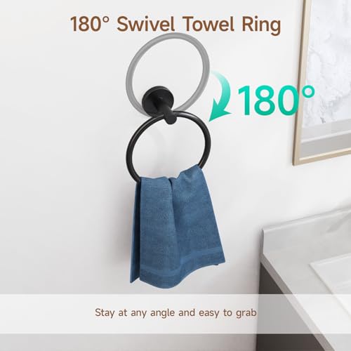 4PCS Matte Black Bathroom Accessories Set, 24-Inch Towel Bar Set | Durable SUS304 Stainless Steel Bathroom Hardware Set, Towel Racks for Bathroom Wall Mounted, Modern Home Decor