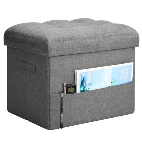 Storage Ottoman with Extra Thick Foam Padded Seat,... (Drak Gray | ottoman)