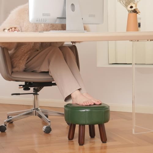 13in Small Foot Stool Ottoman, Faux Leather Foot Rest for Couch