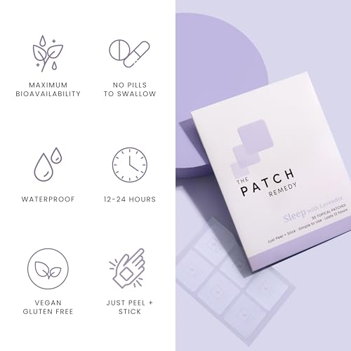 The Patch Remedy Sleep with Lavender Patch | Valerian, Passionflower, Hops, Magnesium Glycinate, Lavender | 30 Patches