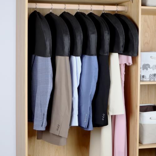 Zilink Breathable Shoulder Covers for Clothes Garment Cover 15 Pack, Black | Clothes Protectors for Hanging Clothes Garment Covers for Suit, Coats, Jackets, Dress Closet Storage