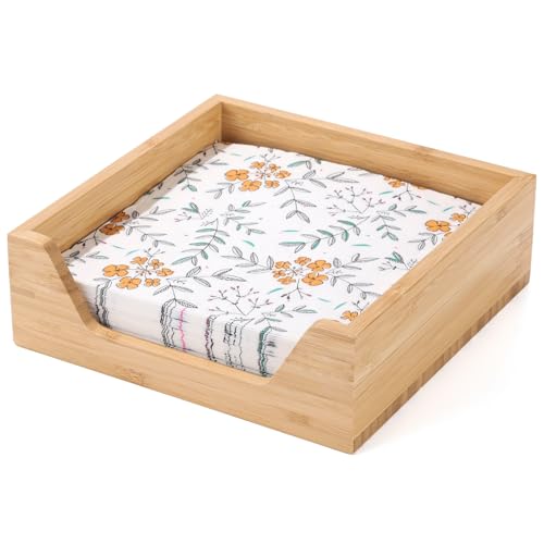 Bamboo Napkin Holder, 7.36" x 7.36" x 2.16" Napkin... (Natural | Bamboo)