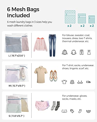 SONGMICS Laundry Hamper with Lid, 130L Wicker Laundry Basket | 6 Mesh Bags, 2 Removable Liner Bags, 13 x 26 x 23.6 Inches, Natural, ULCB253N01