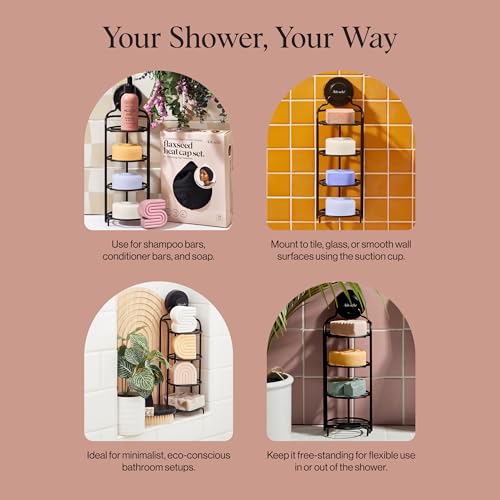 Kitsch Shower Caddy Hanging with Suction Cup | Self-Draining Shampoo Bar Holder & Shower Shelves for Conditioner Bars & Soap – Rust Proof Bathroom Caddy