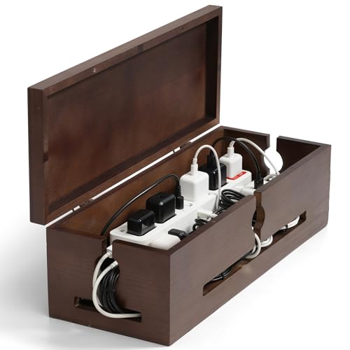 Wooden Cable Management Box – Modern Wire Organize... (dark Browm)