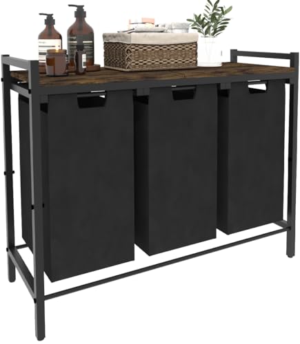 10 x 3 Gal Large Laundry Hamper, Rustic Brown and... (Brown and Black)