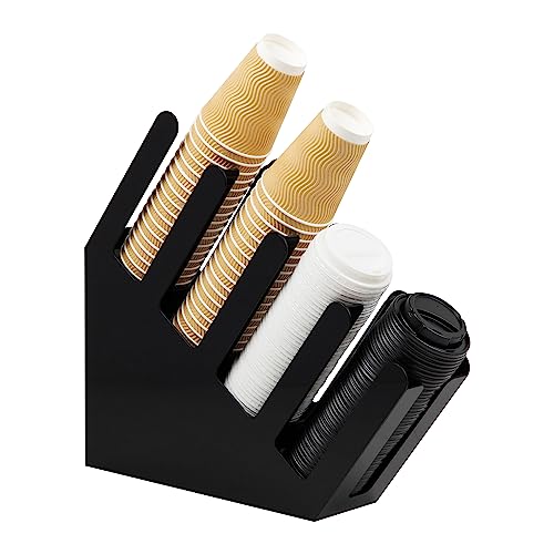 Cup and Lid Dispenser, Countertop Org, Coffee Bar,... (Black Acrylic | Acrylic)