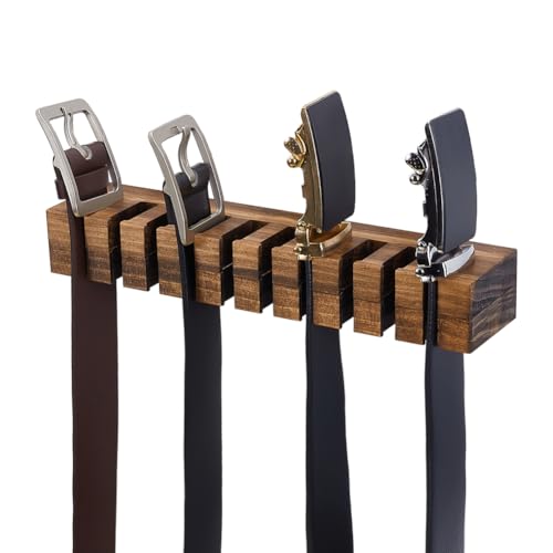 Belt Organizer, Wooden Belt Holder Wall Mounted Be... (Camel | Wood)