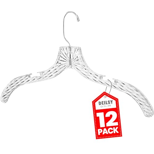 Clothes Hangers Plastic Set of 12 Pack Heavy Duty... (12 Count | Clear | Metal, Plastic)