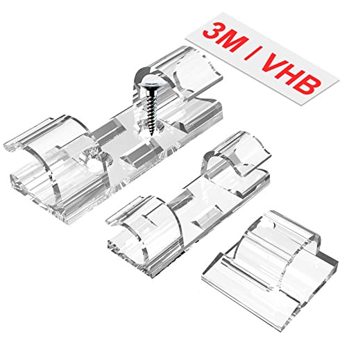 TidyHelper Adhesive Cable Clips Clear (M&L Sizes, 60 PCS), Indoor/Outdoor | Outdoor Light Clips Cord Clips for Wires on Wall, Wire Holders for Cords, USB, Power Cable, PC, Ethernet, TV-Coax, LED Light