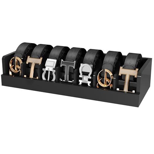 Belt Organizer for Drawer - Bamboo Belt Storage Or... (Black | Bamcoo)