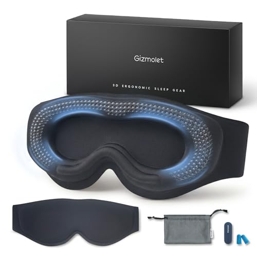 Weighted Sleep Mask for Sleeping, 3D Deep Eye Cups Ultimate Blackout Eye Mask, Lash Extensions & Hair Friendly, Pressure-Relieving Fit for Shift Work/Daytime Sleep/Travel, Black
