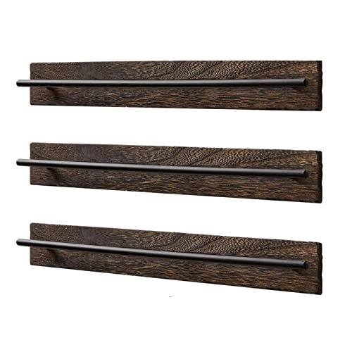 TANG SONG 3 PCS Rustic Wall Mounted Wood Sunglasses Storage Organizer Eyeglasses Holder Eyewear Display Rack for Office Desk Home Decor Gifts (Dark Brown)