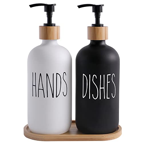 Soap Dispenser Set, Black & White (2 Count | Glass)